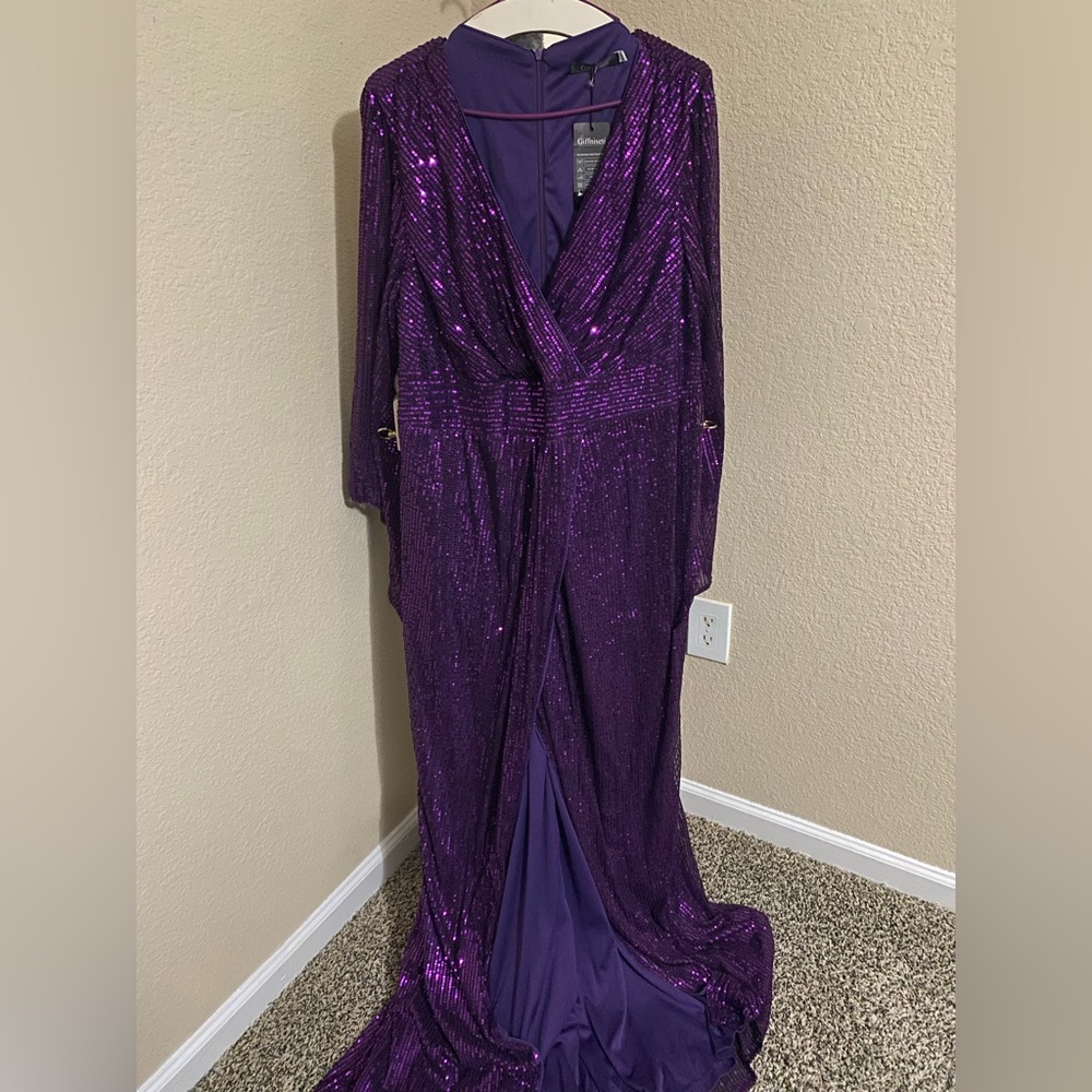 Elegant Purple Sequin Evening Gown